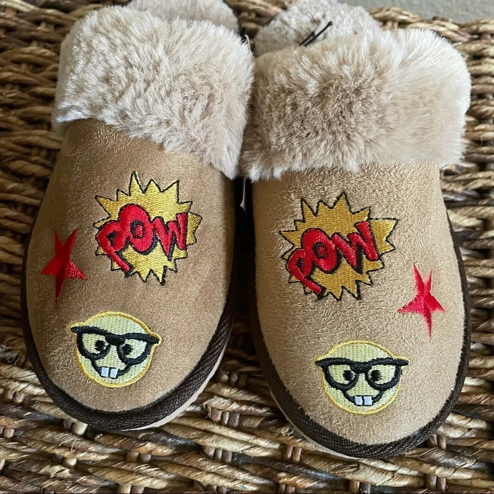 NWT limited too girls slippers emojis star sz 13